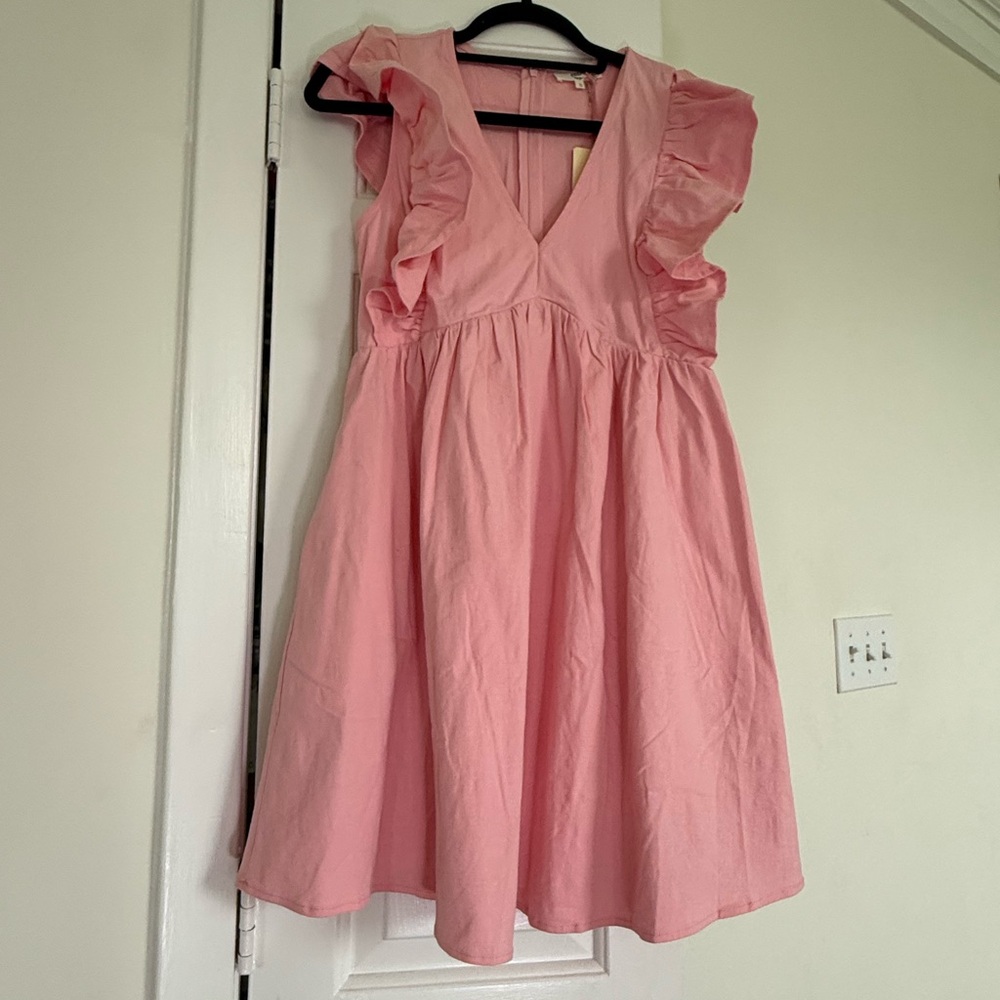 Pink Ruffled Dress w/ Pockets